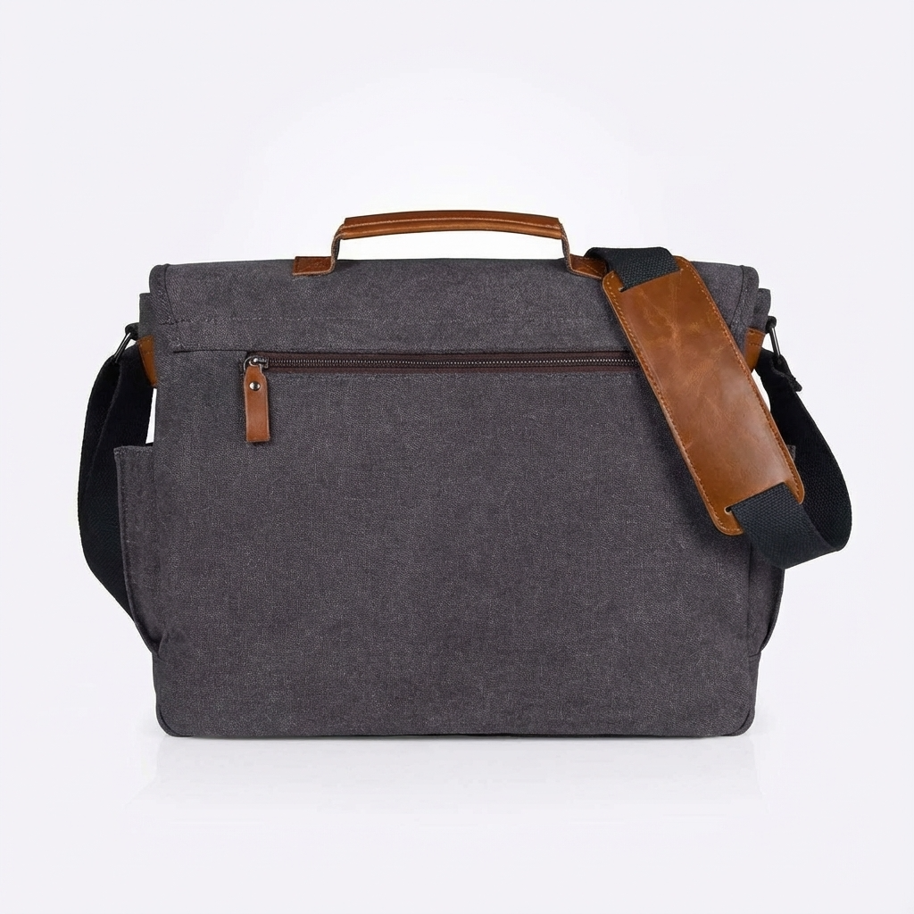 Water-Resistant Canvas Messenger Bag – 17.3″ Laptop Work & Travel Brief