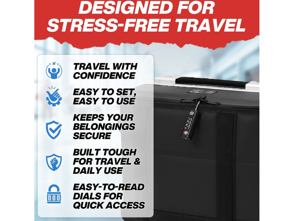 TSA-Approved 3-Digit Combination Zipper Luggage Lock