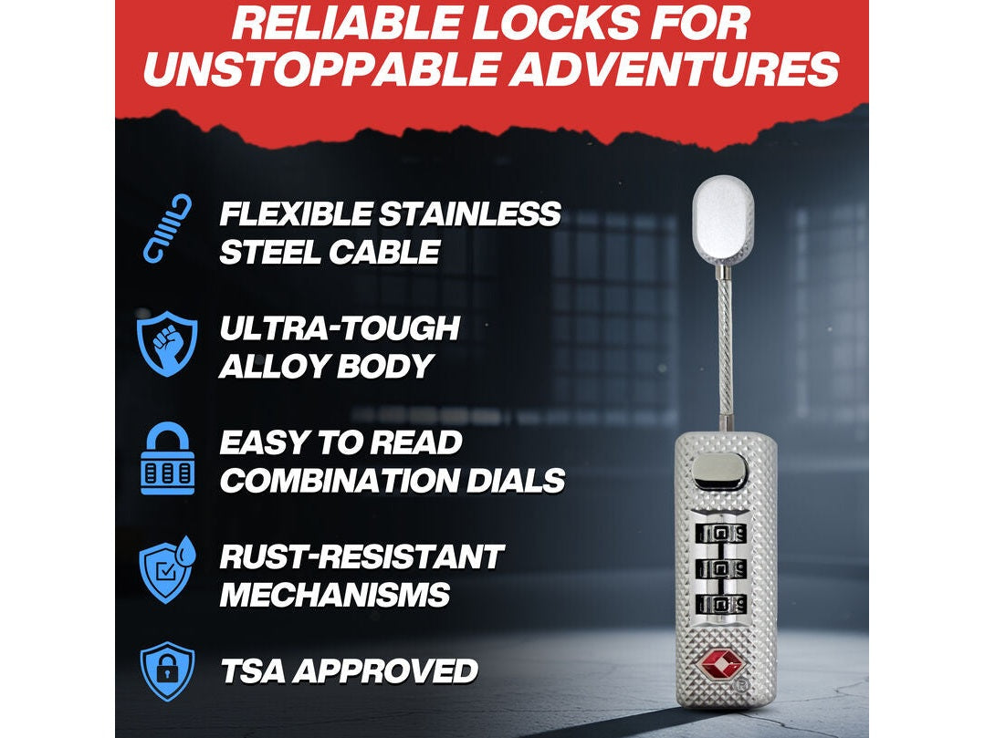 TSA-Approved 3-Digit Combination Zipper Luggage Lock