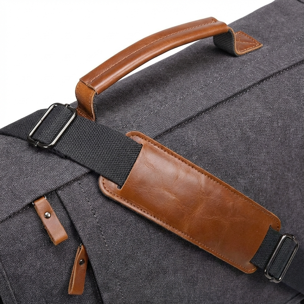 Water-Resistant Canvas Messenger Bag – 17.3″ Laptop Work & Travel Brief